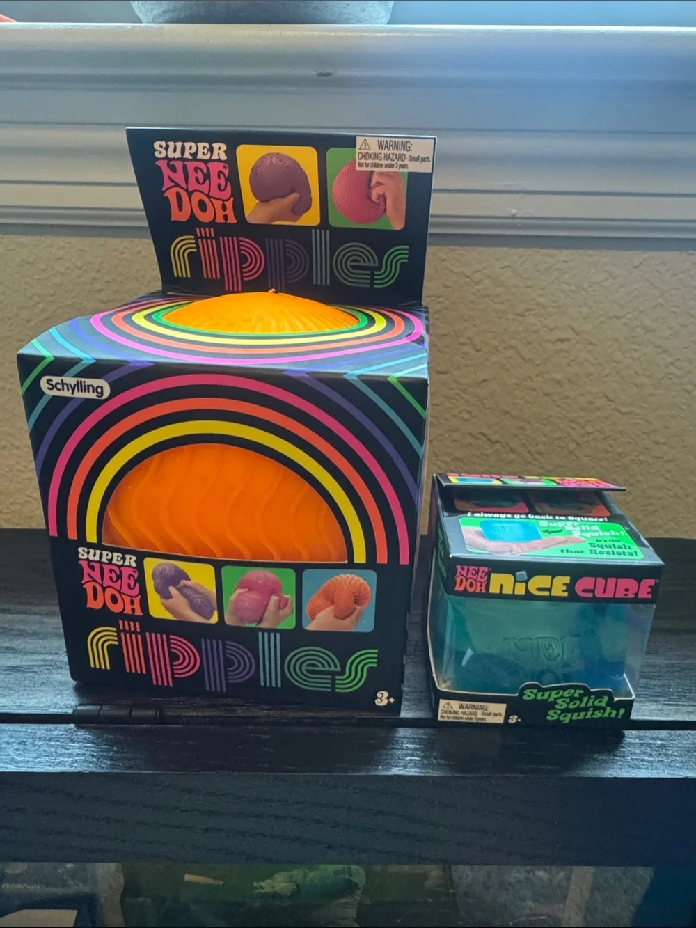 Super Nee Doh Ripples Orange Stress and Blue Nice Cube Bundle